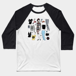 Hardcore girl paper doll Baseball T-Shirt